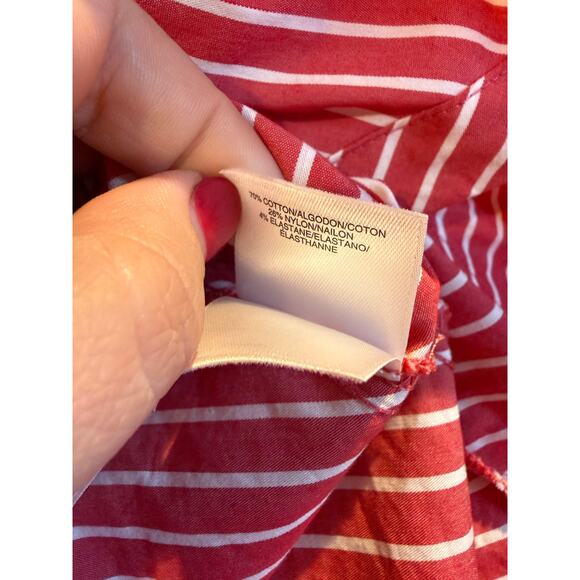 Anne Klein Red & White Diagonal Stripe Bell Sleeve Blouse – Size M - Picture 6 of 6